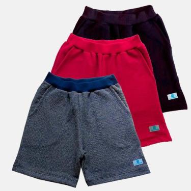 Imagem de Kit 3 Bermuda Short Moletom moletinho bebê Manabana 1 2 3, 1, Kit 2