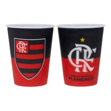 Imagem de Jogo Kit 2 Copos Plástico 3d 400ml - Flamengo - Minas de Presentes