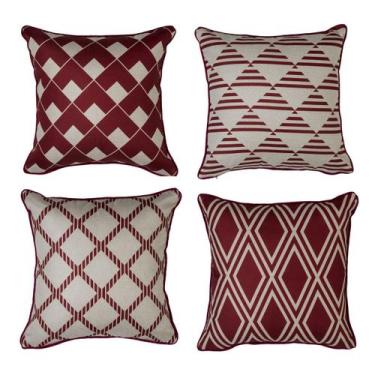 Imagem de Kit 4 Capas de Almofada Estampada Luxo 43cm Com Viés Jolitex, Georgia