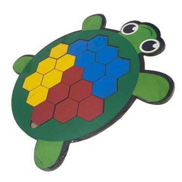 Imagem de Mosaico Tartaruguinha Brinquedo Encaixe Pedagógico Madeira - Tralalá