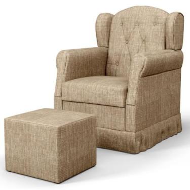 Imagem de Poltrona de Amamentação e Descanso Fixa com Puff Lucy P04 Linho Bege E