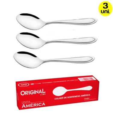Imagem de Kit 3 Colher de Sobremesa em Aço Inox Original Line