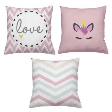 Imagem de Kit 3 Almofadas Cheias Decorativas 40 x 40 Unicórnio - Deluzz