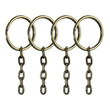 Imagem de Argolas Chaveiro 23mm Com Corrente 5 Elos 100un Ouro Velho - RUSSO ART
