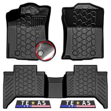 Imagem de Torcia Tapetes para todos os climas para Toyota Tacoma 2018-2024 cabine dupla (apenas automática) | Forro de piso de carro de 1ª e 2ª fileiras com almofada absorvente instantânea e pontas