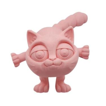 Imagem de Gato dengoso articulado flexível impressão 3D 24cm - Garcia 3D, Rosa