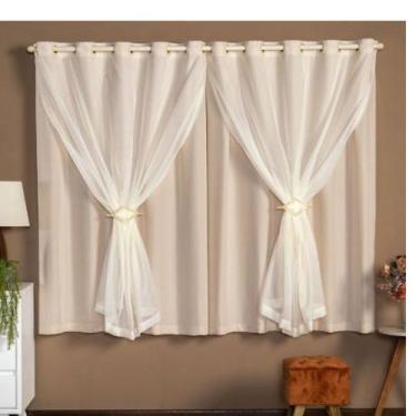 Imagem de Cortina Sala Voial com forro de Microfibra + Presilha 2.00m x 1.80m Jo