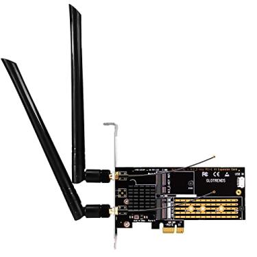Imagem de GLOTRENDS Adaptador WA05 PCIe X1 para um módulo WiFi M.2 Key-E e um SSD M.2 NVMe, design combo 2 em 1