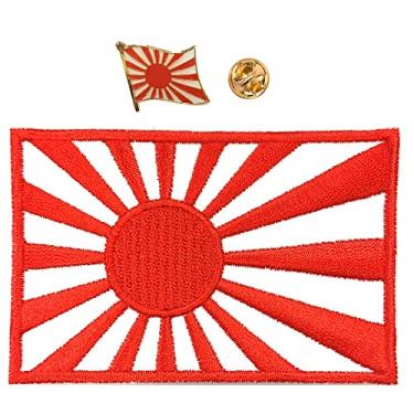 Imagem de A-ONE Bandeira do país da marinha do Japão com lapela + bandeira do sol nascente, patch de couro quente, patch tático 3D para camiseta, casaco, terno nº 373AP