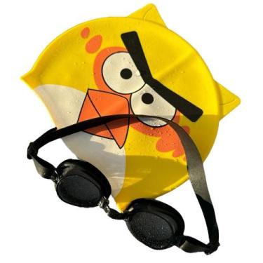 Imagem de Kit Touca Infantil Personagens + Óculos UV Para Natação Toca Piscina -