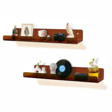 Imagem de Prateleiras de acrílico, pacote com 2 prateleiras flutuantes de 39,9 cm para parede, prateleiras de exibição Funko Pop Lego, estantes de livros infantis, prateleira suspensa para banheiro, quarto,