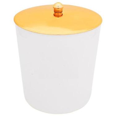 Imagem de Lixeira 5 Litros Tampa Pino Metalizada Plástica Banheiro Dourado - BC 