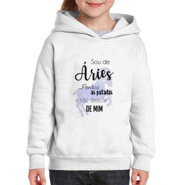 Imagem de Moletom Infantil Sou de Áries - Foca na Moda, Branco, 14