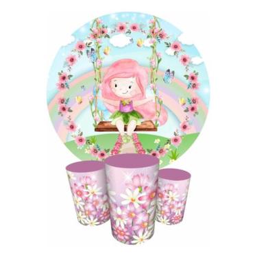 Imagem de Trio Capas Cilindro + Painel Redondo 1,50m Jardim - Fadrix