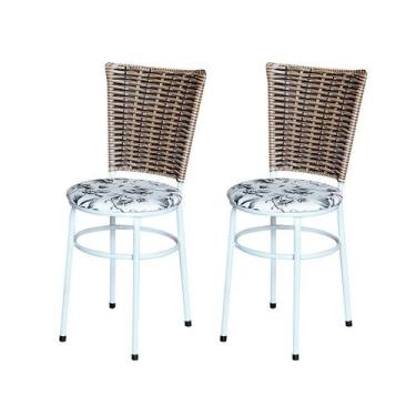 Imagem de 2 Cadeiras Branca para Mesa Hawai Avelã Assento Floral - Laumar, Flora