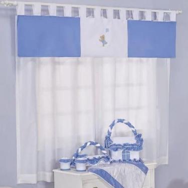 Imagem de Cortina Para Quarto de Bebê Family Azul Royal 03 Peças - Coleção Encan