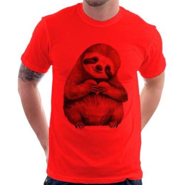 Imagem de Camiseta Bicho Preguiça Coração - Foca na Moda, Vermelho, M