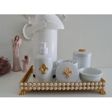 Imagem de Kit Higiene Bebe Porcelana Pote Gel Algodao Cotonete Termica - Ciranda