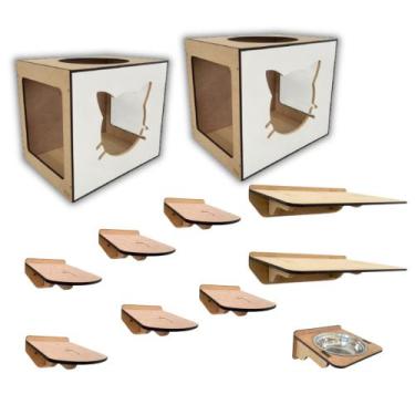 Imagem de Kit Playground Para Gatos Duplo Frente Gato - DGP STORE, Branco