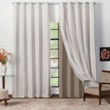 Imagem de Cortina 5x2,70 Blecaute Sala Quarto Tecido Com Voil  - Feffo Cortinas,