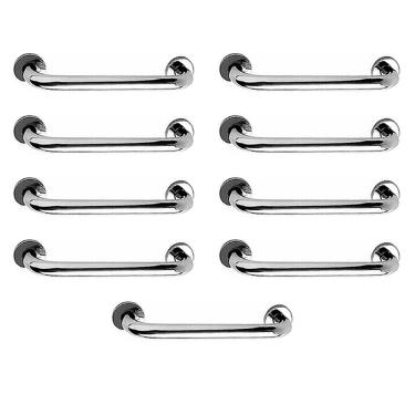 Imagem de Barra de Apoio 40cm Alça Inox Kit 9 Unidades Idoso Cadeirante Deficiente Suporte Banheiro Box Acessibilidade Casa Segurança Escada Corrimao