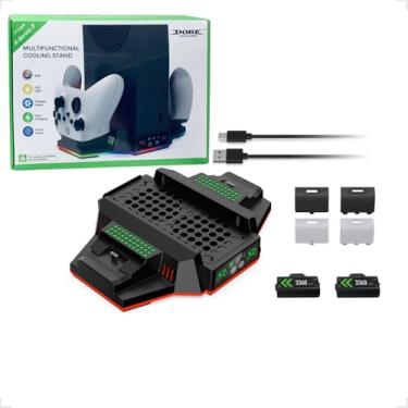 Imagem de Multifuncional Suporte Cooler Carregador Dual Com Led luz RGB Baterias Recarregáveis Xbox Series S/x e Xbox One S/X (PRETO)