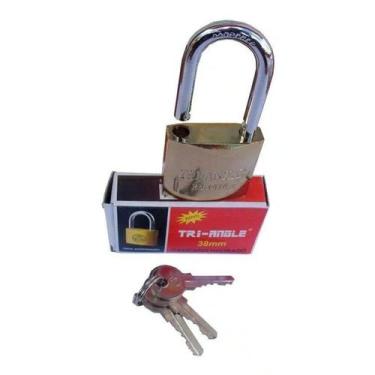 Imagem de Cadeado 38mm Com 3 Chaves Tri-Angle Dourado Malas Correntes Armários