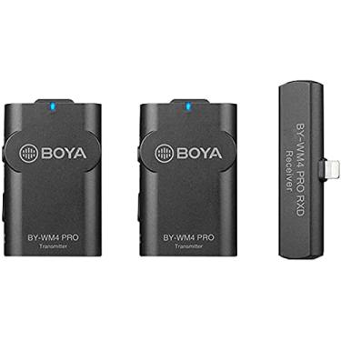 Imagem de BOYA Kit de microfone sem fio 2.4G para dispositivos iOS 1+2, preto, (BY-WM4PRO-K4)