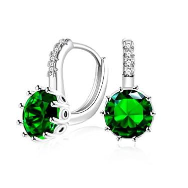 Imagem de Uloveido Brincos femininos modernos banhados a platina com puxador de zircônia cúbica nas costas, vermelho, azul, roxo, rosa para ela, DML49, Cristal, Zircônia cúbica