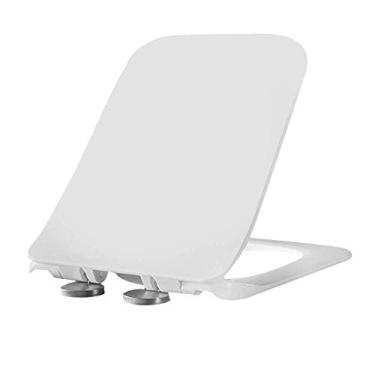 Imagem de Assento de vaso sanitário em formato quadrado, fechamento suave, liberação rápida, tampa de vaso sanitário branca, fácil de limpar, acessórios de banheiro (cor: #8)