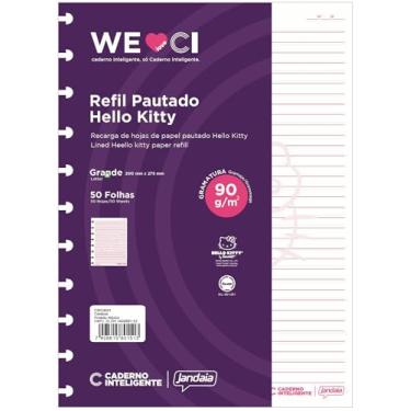 Imagem de Refil para Caderno Inteligente, Médio, Hello Kitty, 172x231mm, 90g, 50 Folhas decoradas