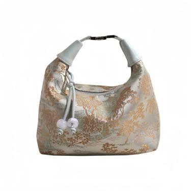 Imagem de Jormino Bolsa tiracolo crescente, bolsa de mão feminina, bolsa Hobo Sling com alça de corrente, Azul claro