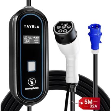 Imagem de TAYSLA Phantom Carregador Carro Elétrico Portátil 32A 7KW Tipo 2 para Veículos Elétricos Cabo de 5M Corrente Ajustável de 8-32A Compatibilidade com BYD Dolphin Mini Song BMW