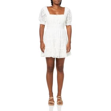 Imagem de Speechless Vestido Babydoll feminino de renda de manga curta, Branco, G