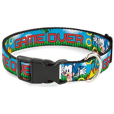 Imagem de Buckle-Down Coleira com clipe de plástico "Sonic Game Over/Rings", 3,8 cm de largura, serve para pescoços de 40,6 a 58,4 cm