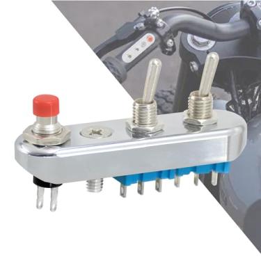 Imagem de HDBUBALUS Interruptor de guidão de motocicleta, buzina, farol, botão ON/OFF/ON, interruptor de controle, ajuste universal para Harley Chrome