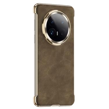 Imagem de POYUFRG Capa para Huawei Mate 70 Pro/70 Pro+/70, capa fosca de couro galvanizado sem bisel com sucção magnética fina, latão, 70 Pro