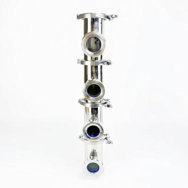 Imagem de Distillation Lens Column, 3" 76mm OD91mm Sight Glass Union Tri-Clamp Tee with Copper Bubble Set X 4pcs, Distillation Lens Column Suit for HomeBrew, SS304