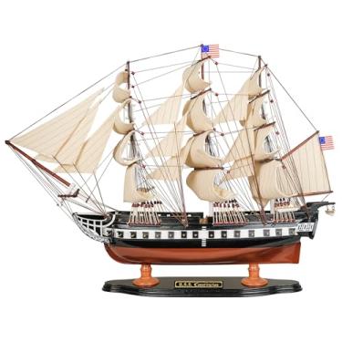 Imagem de SAILINGSTORY Modelo de madeira navio USS Constituição 1/100 réplica modelo de navio decoração de veleiro