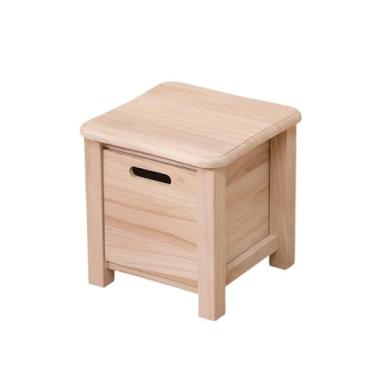Imagem de Bothyi Banqueta de madeira com gaveta de armazenamento, banco pequeno para sentar, apoio para os pés, para casa, pequeno espaço, dormitório, 30cmx30cmx30cm
