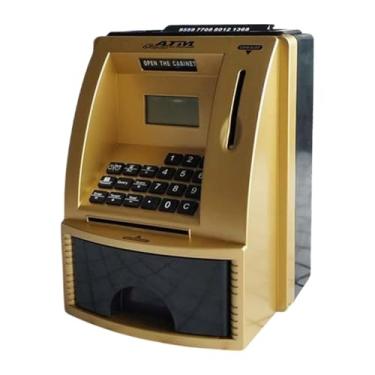 Imagem de MERIGLARE Cofrinho ATM Piggy com comando de voz, cofrinho multifuncional para crianças a partir de 3 anos, presente de Natal, Ouro