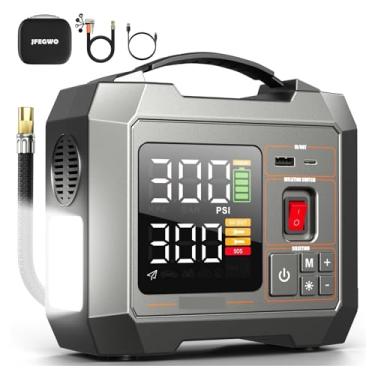 Imagem de Compressor de ar de carro poderoso com bateria 24000mAh inflador de pneus elétrico para bomba de ar de carro bomba inflável de pneu(Gray)