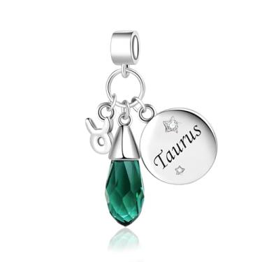 Imagem de MiiFort Pingentes brilhantes do signo do zodíaco para pulseiras Pandora Charms Moments, One Size, Cobre, Sem Pedra Preciosa