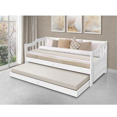 Imagem de Bicama Solteiro de Madeira com 2 Colchões Vintage - Branco