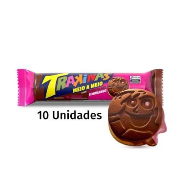 Imagem de Kit 10 Trakinas 126g por sabor, 10x Meio a Meio Chocolate e Morango