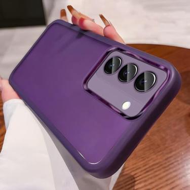 Imagem de Capa de telefone com película protetora de câmera de lente transparente para Samsung Galaxy S24 S23 S22 Plus Ultra S21FE M55 A15 Capa de silicone transparente, roxa, S24Plus