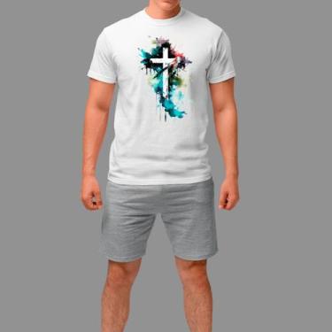 Imagem de Camisetas Básica Casual Moda Religiosa Gola Redonda - Rodliwes, Branco