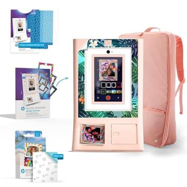 Imagem de HP Sprocket Photo Booth Machine Instant Color Photo Printer (rosa) Pacote de presente + papel Zink (110 folhas) + estojo de transporte acolchoado + protetor de tela premium (2) + molduras adesivas