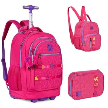 Imagem de Kit Mochila De Rodinhas Oficial Rebecca Bonbon Rb24538 Rosa