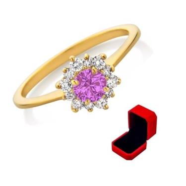 Imagem de Anel Debutante Luna Turmalina Rosa Banhado a Ouro 18k, Anel de 15 anos, Anel aniversário de 15 (23)